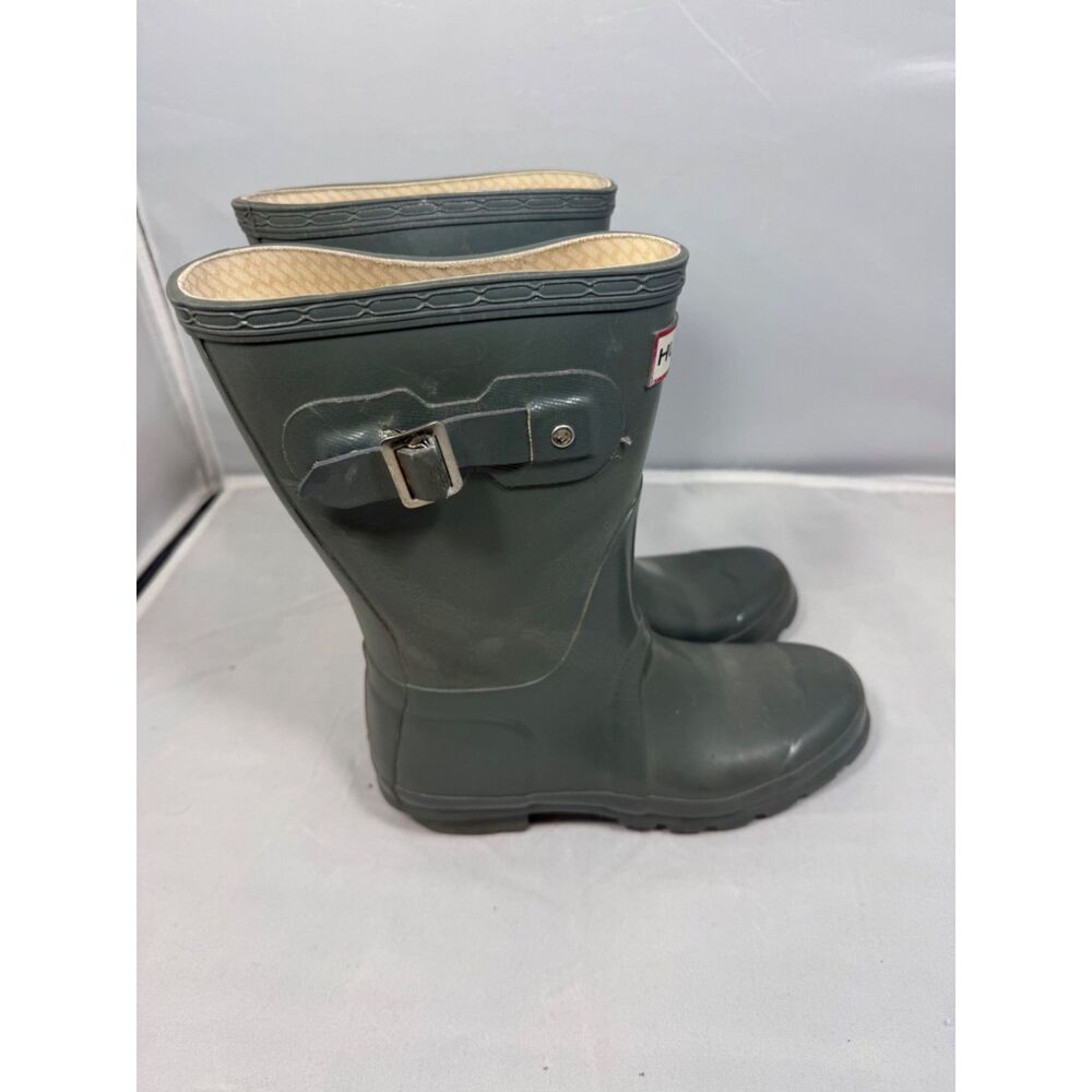 Hunter Original Short Gloss Dark Green Rain Boots Womens 5 W23700 / GLOSSHTW
